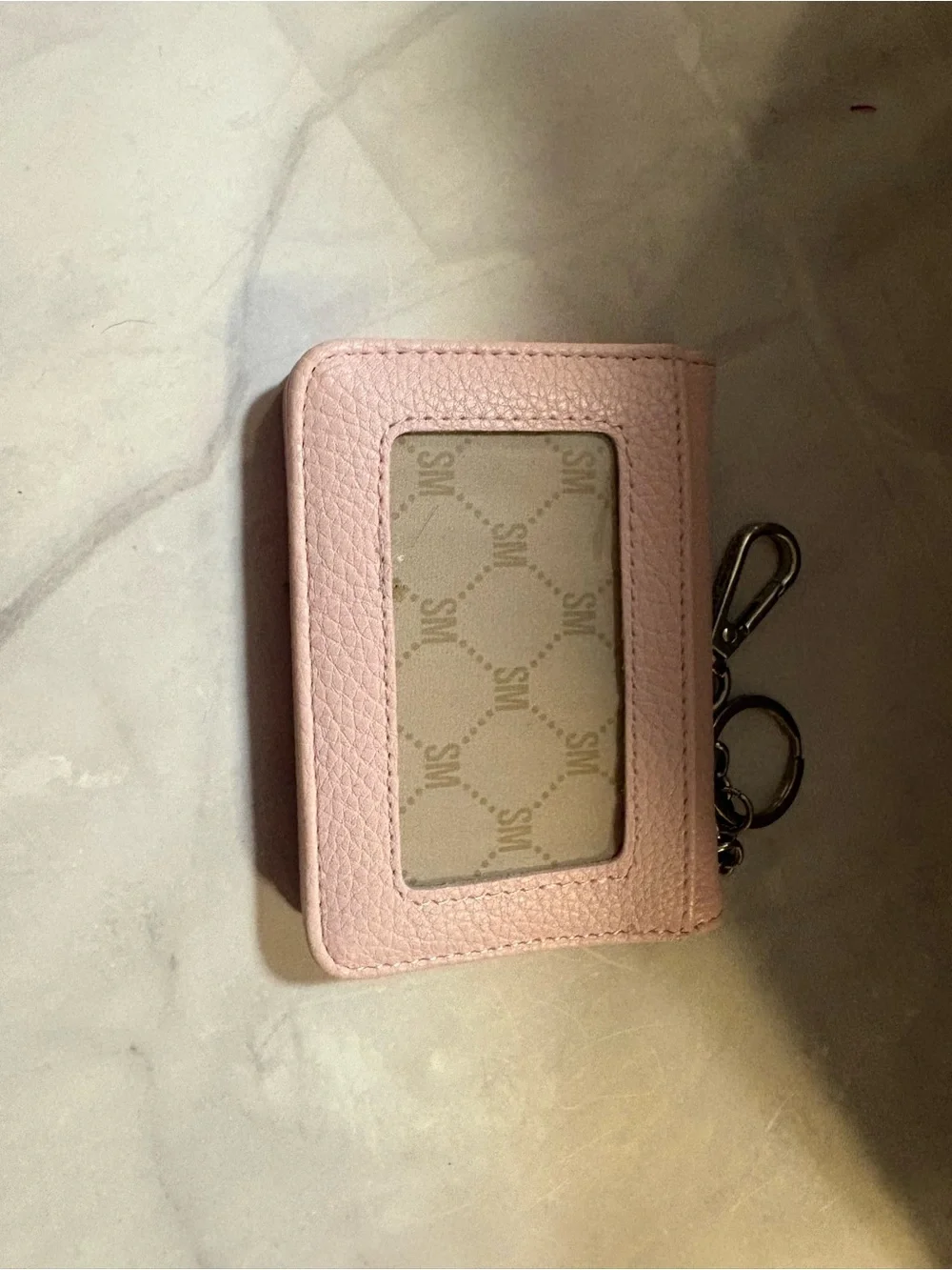 Steven Madden Pink Leather Card Holder Keychain -